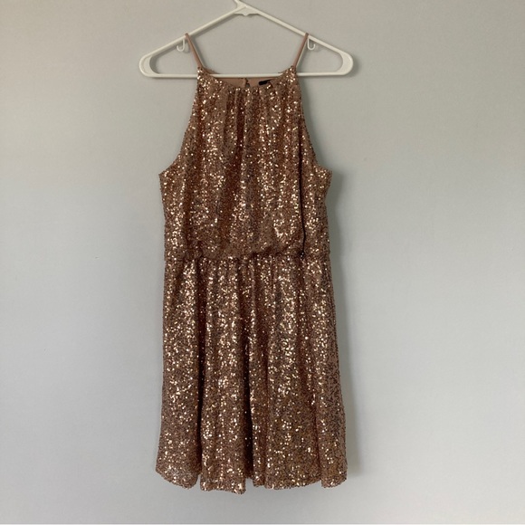 Rose Gold Sequin Halter Dress | Forever 21 | Large - Picture 1 of 6